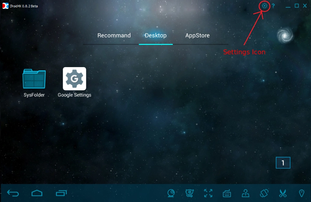 Droid4X Home screen