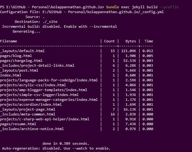 Profiling jekyll build