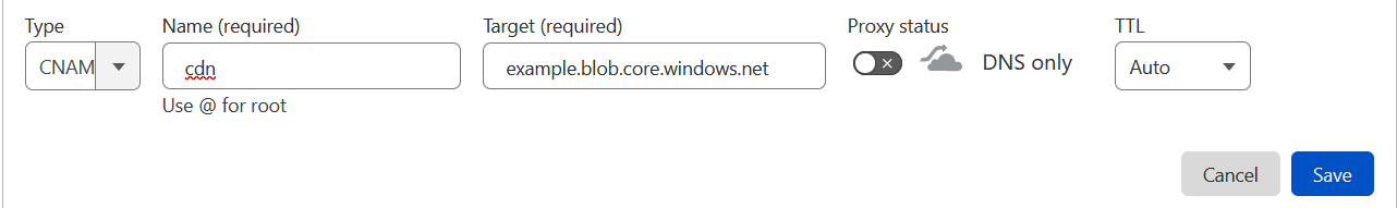 Cloudfare DNS record